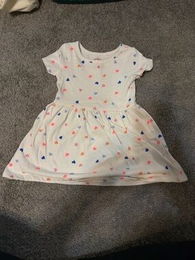 Cat & Jack White Short-Sleeve Dress with Multicolor Heart Print